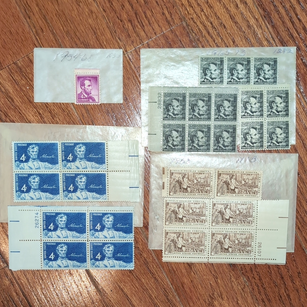 Vintage USPS Abraham Lincoln 4 Cent Stamp Bundle